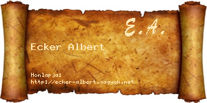 Ecker Albert névjegykártya